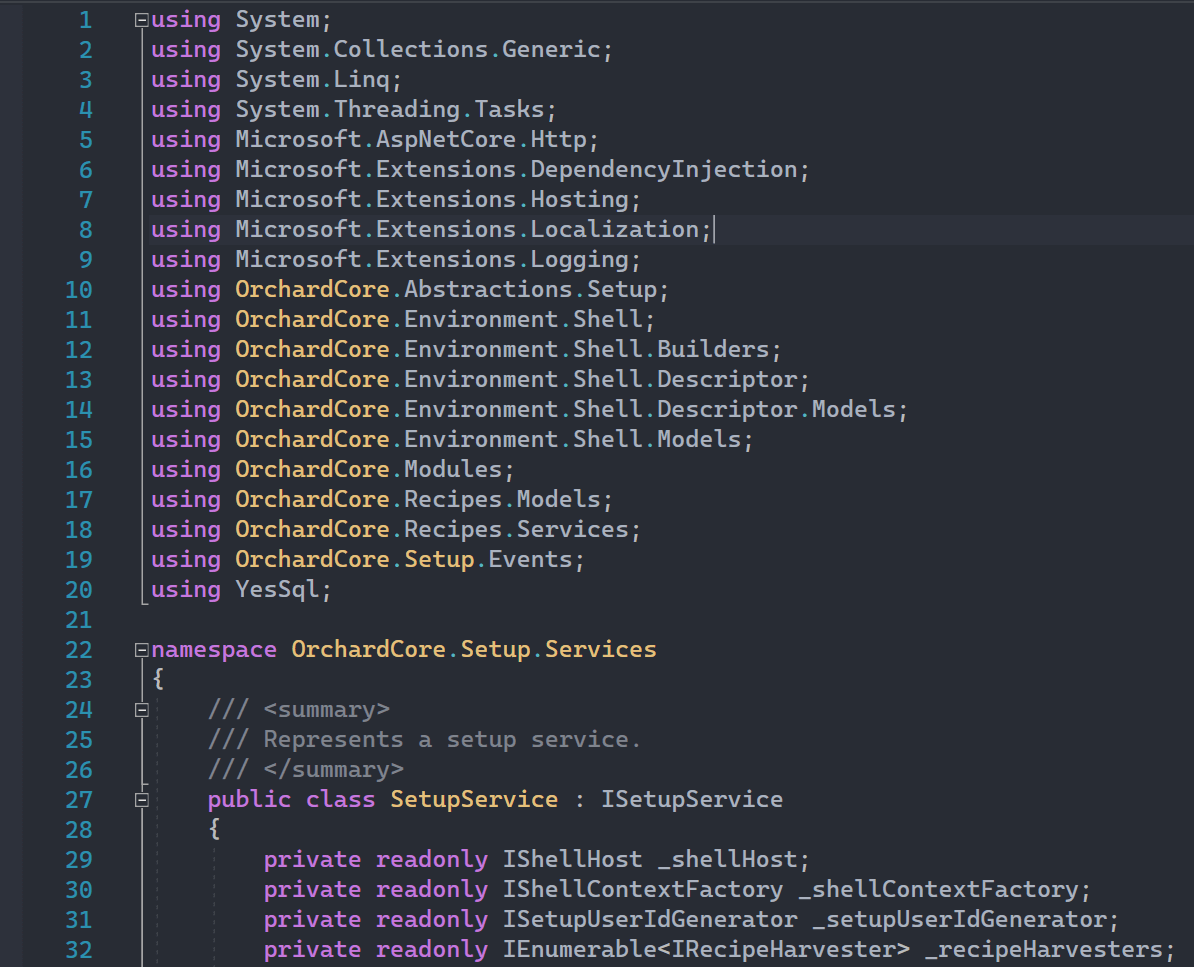 Orchard CMS namespace using