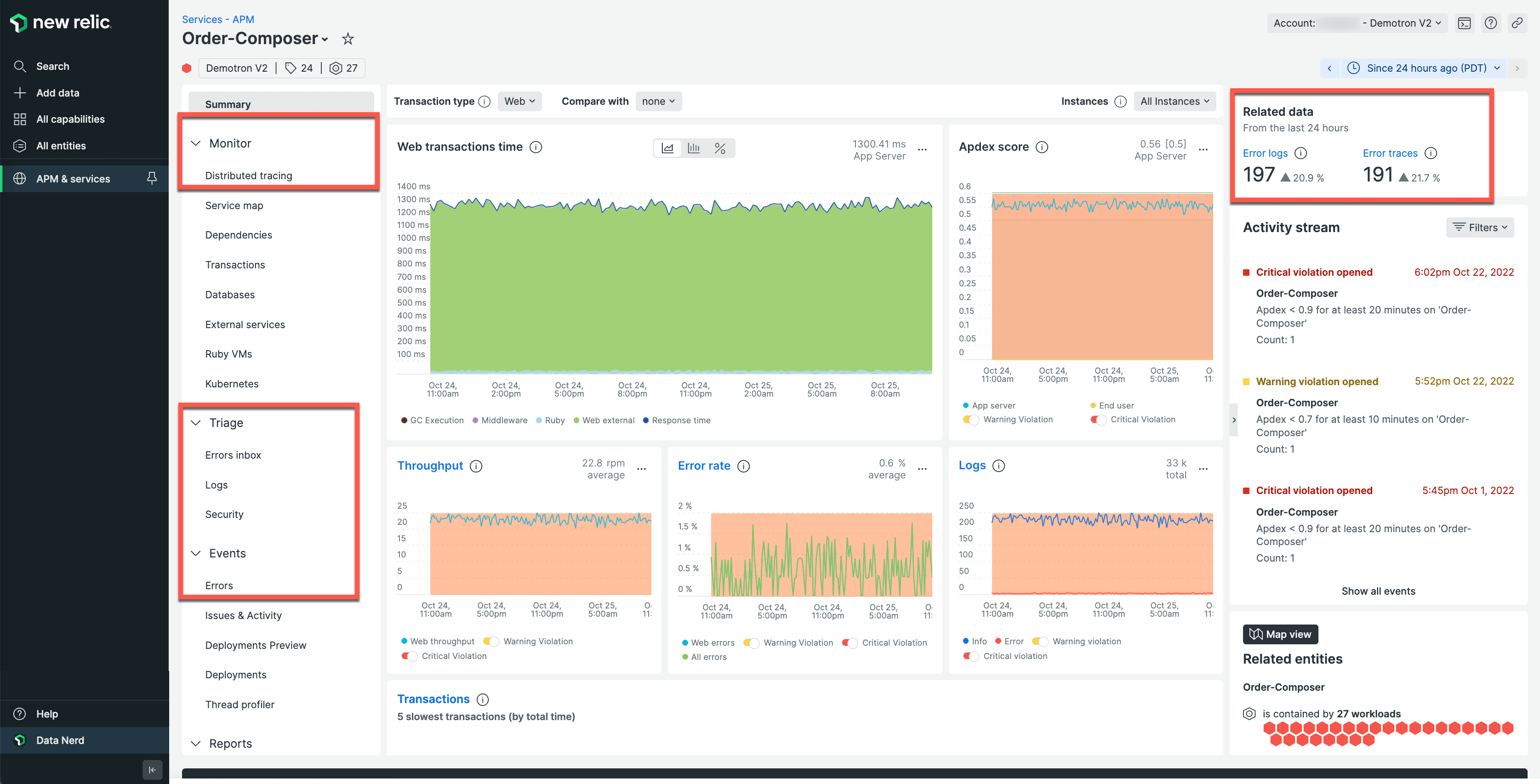 APM logs in context